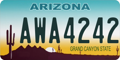 AZ license plate AWA4242