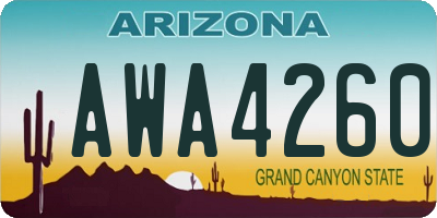 AZ license plate AWA4260
