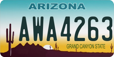 AZ license plate AWA4263