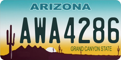 AZ license plate AWA4286