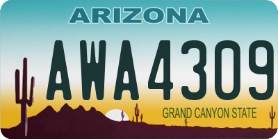 AZ license plate AWA4309