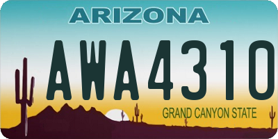 AZ license plate AWA4310