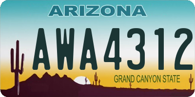 AZ license plate AWA4312