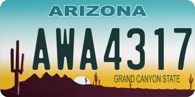 AZ license plate AWA4317