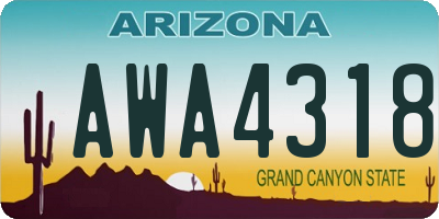 AZ license plate AWA4318