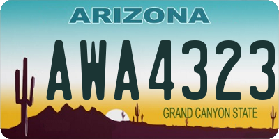 AZ license plate AWA4323