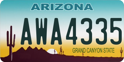 AZ license plate AWA4335