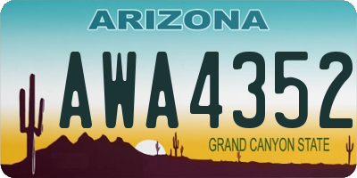 AZ license plate AWA4352