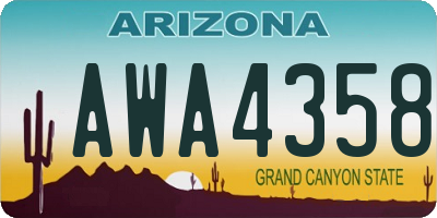 AZ license plate AWA4358