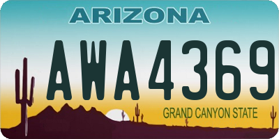 AZ license plate AWA4369