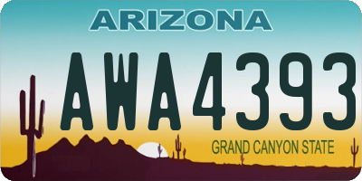 AZ license plate AWA4393