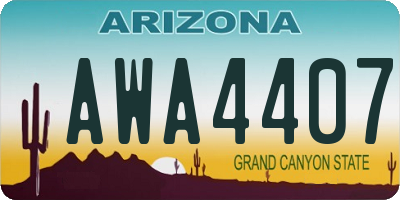 AZ license plate AWA4407