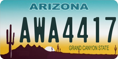 AZ license plate AWA4417