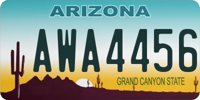 AZ license plate AWA4456