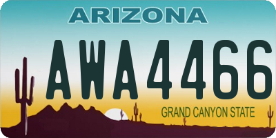 AZ license plate AWA4466