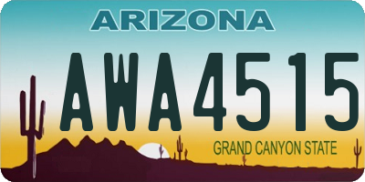 AZ license plate AWA4515