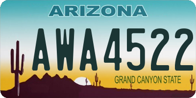 AZ license plate AWA4522