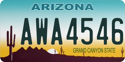 AZ license plate AWA4546