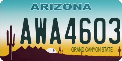 AZ license plate AWA4603