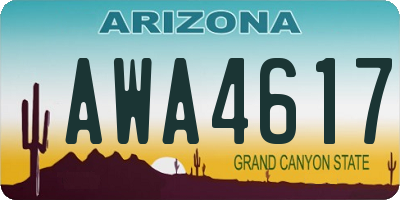 AZ license plate AWA4617