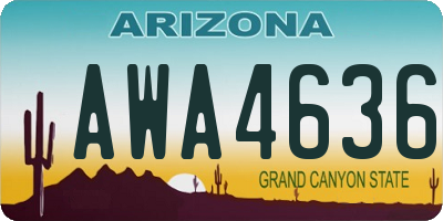 AZ license plate AWA4636