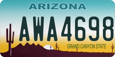 AZ license plate AWA4698