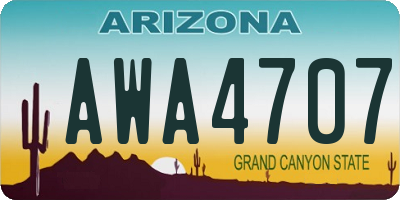 AZ license plate AWA4707
