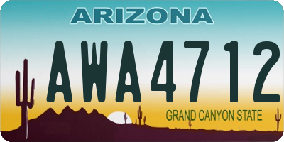 AZ license plate AWA4712