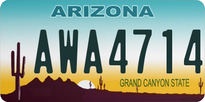 AZ license plate AWA4714