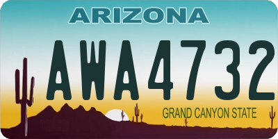 AZ license plate AWA4732