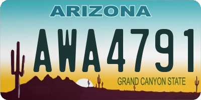 AZ license plate AWA4791