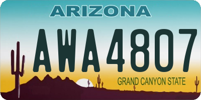 AZ license plate AWA4807