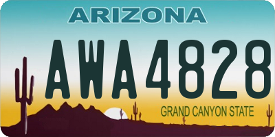 AZ license plate AWA4828