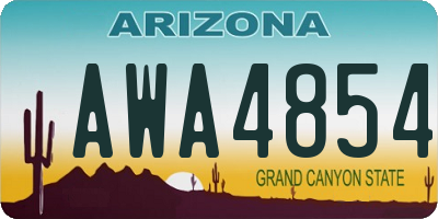 AZ license plate AWA4854