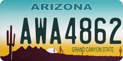 AZ license plate AWA4862
