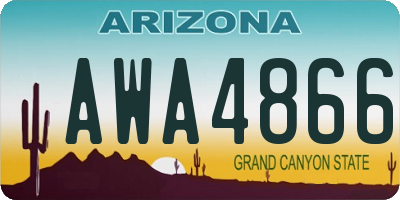 AZ license plate AWA4866