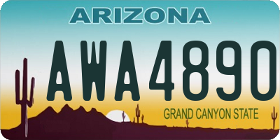 AZ license plate AWA4890