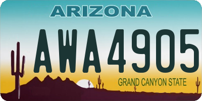 AZ license plate AWA4905