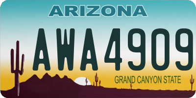 AZ license plate AWA4909