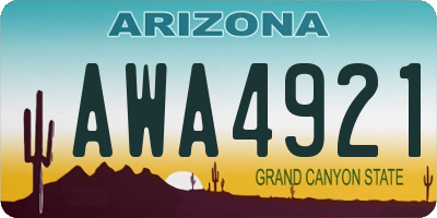 AZ license plate AWA4921