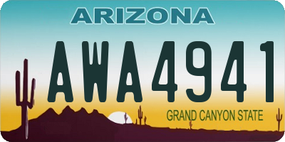 AZ license plate AWA4941