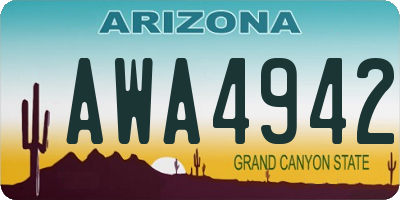 AZ license plate AWA4942