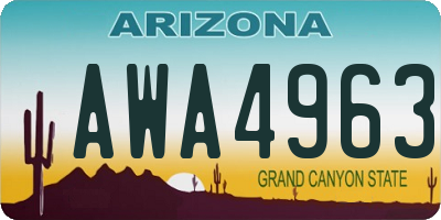 AZ license plate AWA4963