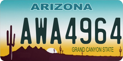 AZ license plate AWA4964