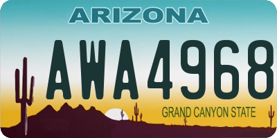 AZ license plate AWA4968
