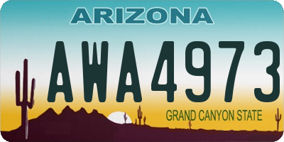 AZ license plate AWA4973