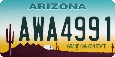 AZ license plate AWA4991