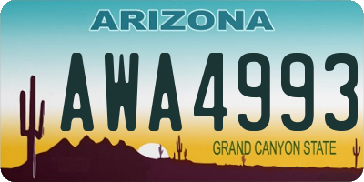 AZ license plate AWA4993