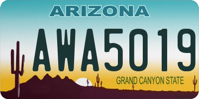 AZ license plate AWA5019