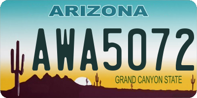 AZ license plate AWA5072